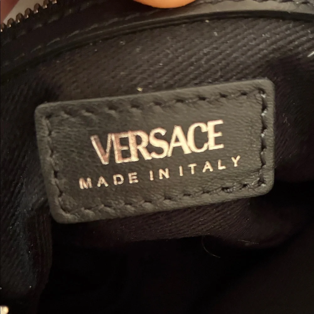 Versace New Black Italian Leather Shoulder mini Hobo Bag w Silver Medusa Charm - Picture 8 of 10